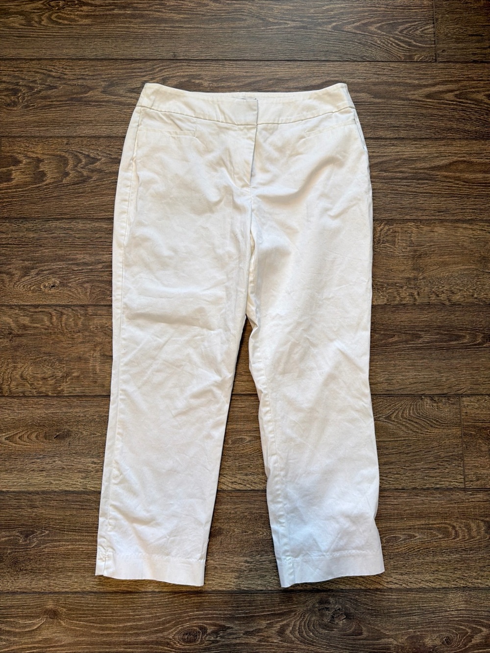 Ann Taylor White Cropped Straight-Leg Pants